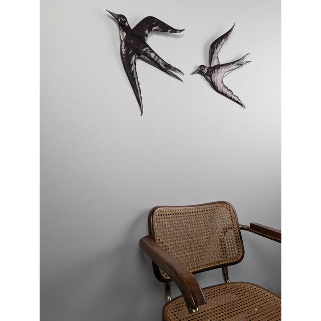 Mid-Century Modern Metal Swallow Wall Sculptures, 1970s, Set of 2 For Sale - Image 3 of 14