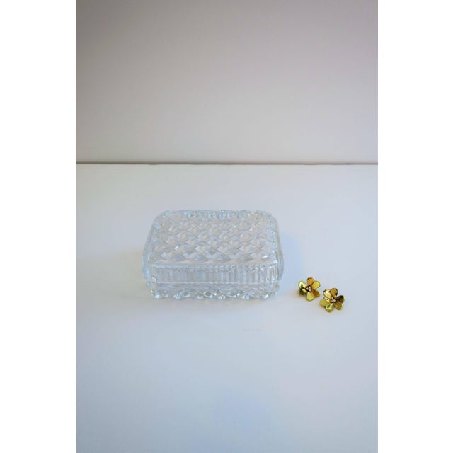 A beautiful crystal jewelry box with a diamond 'quilted' design, circa late 20th century. Nice for jewelry or other small...