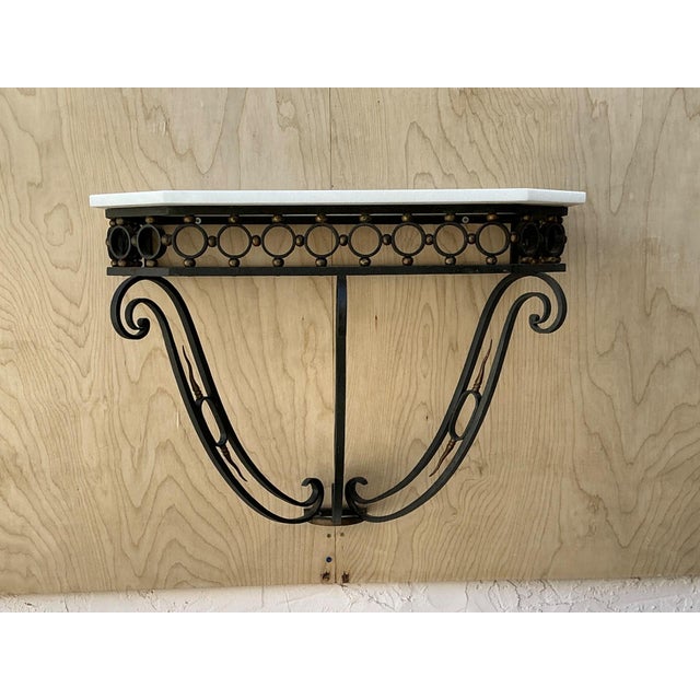 Vintage Scrolled Iron Wall Console After Royere For Sale - Image 13 of 17