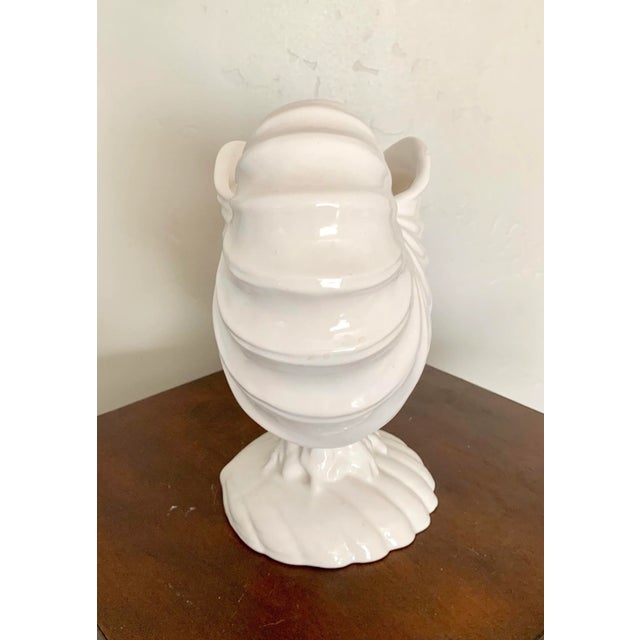 Large Cream Color Vintage Ceramic Footed Shell Dish For Sale - Image 4 of 6