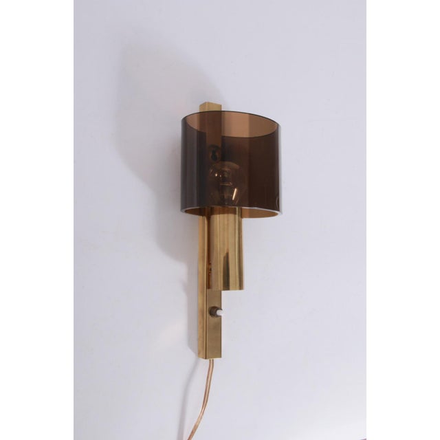 Danish Gilt Brass & Smoked Acrylic Glass Sconce from Hassel & Teudt, 1960s For Sale - Image 14 of 14