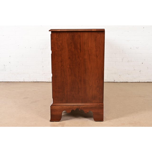 Ethan Allen Georgian Solid Cherry Wood Double Dresser or Chest of Drawers, Newly Refinished For Sale - Image 10 of 12