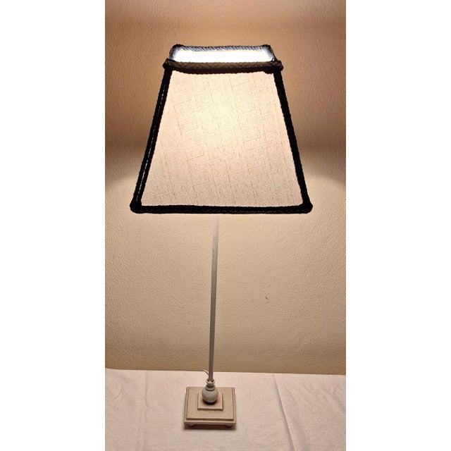 Vintage Table Lamp with Cream-White Metal Base and Fabric Shade, 1990s For Sale - Image 3 of 7