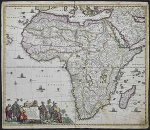 Totius Africae Accuratissima Tabula Map Etching by Frederick de Wit, 1680s