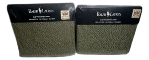 Vintage Ralph Lauren Twin Fitted Sheet Set Meehan Green Pebble 200tc Usa