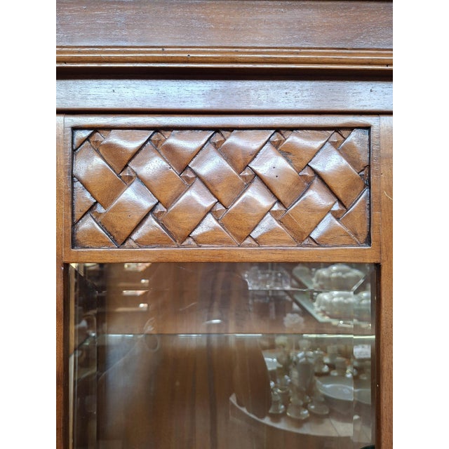 Brown Arte Povera Style Wood and Cut Glass Display Cabinet, Piedmont, Saluzzo, 1960s For Sale - Image 8 of 12