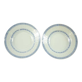 Early 20th Century Vintage Chinese Blue and White Porcelain Bowls Marking on the Bottom Set of 2 - A Pair For Sale