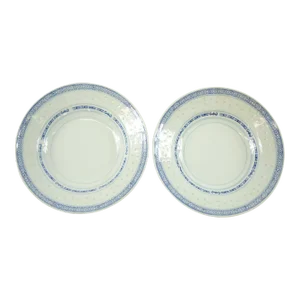 Early 20th Century Vintage Chinese Blue and White Porcelain Bowls Marking on the Bottom Set of 2 - A Pair