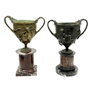 Mated Pair 19th Century NeoClassical Bronze Tazzas after the Pompeiian Antiques For Sale
