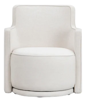 Passe Upcycled Cream Linen Swivel Chair