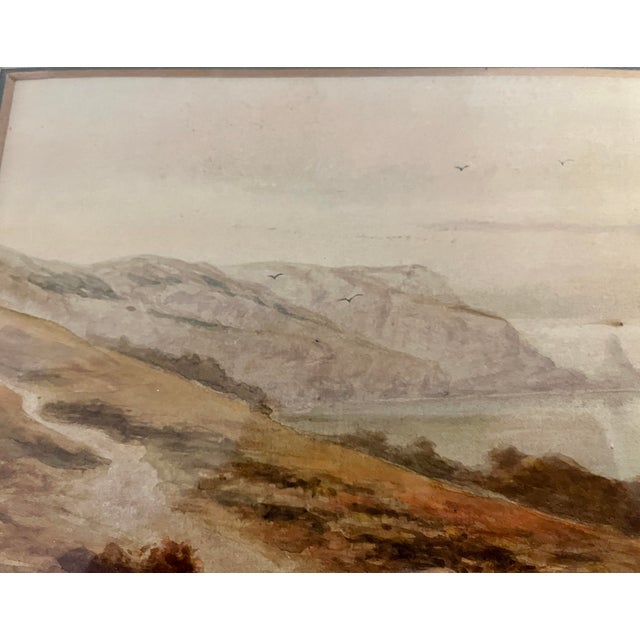 Antique Coastal Landscape Watercolor Painting Signed by W J Gibbs - Circa 1901 For Sale - Image 4 of 10