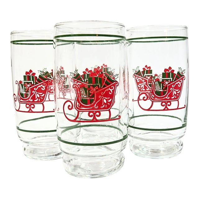 Nostalgic Sleigh Tumblers- Set of Four For Sale