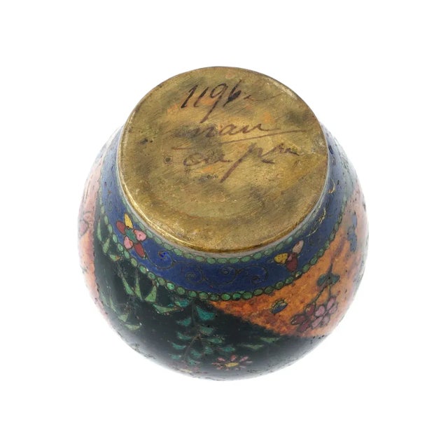 Metal Antique Early Meiji Japanese Cloisonne Enamel Vase For Sale - Image 7 of 7