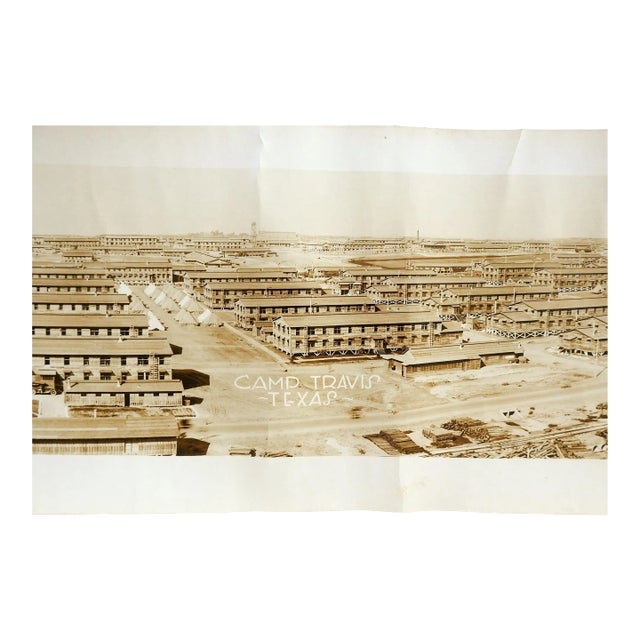 Antique 64" Eugene Goldbeck Panoramic Photo 1917 Camp Travis Wwi San Antonio For Sale