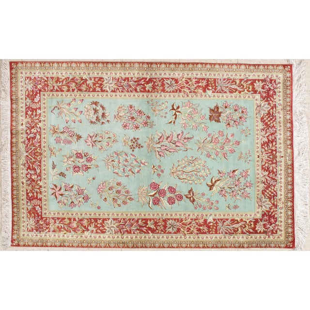 Late 20th Century Handmade Persian Silk Qum Rug 3'3"x5' For Sale - Image 13 of 13