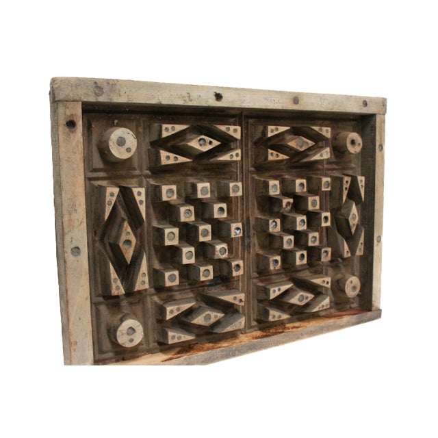 Symmetrical Squares and Diamond Pattern Wall Art Architectural Fragment For Sale - Image 6 of 10
