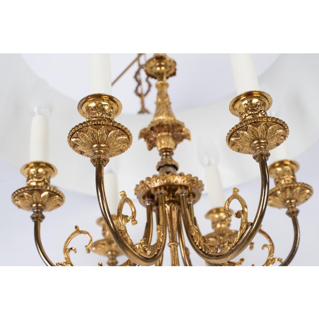 1960s Spanish Louis XVI Style Hunter Green Bouillotte 6-Light Chandelier For Sale - Image 13 of 16