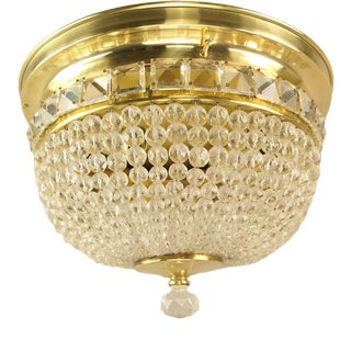 Ceiling Light in Brass with Glass Beads from Bakalowits & Söhne, 1950s For Sale