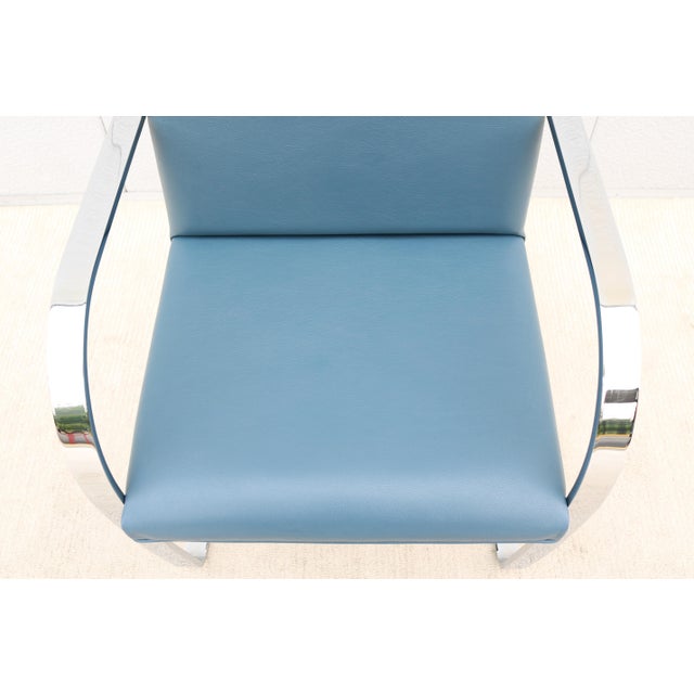 Ludwig Mies Van Der Rohe Brno Flat Bar Chair in Indigo Blue Vinyl by Gordon For Sale - Image 14 of 18