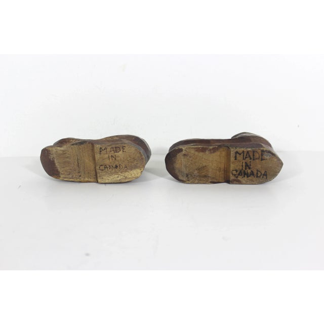 Brown Vintage Folk Art Hand Carved Wood Boot Candleholders, a Pair For Sale - Image 8 of 8