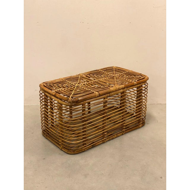 Bamboo and Wicker Basket, 1970s For Sale - Image 9 of 9