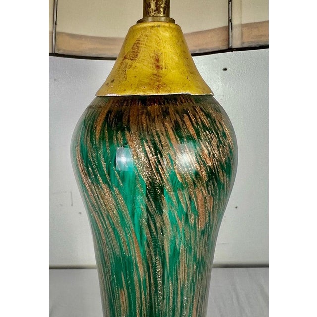 Green Mid-Century Modern Murano Lamp, Teal Blue Blown Glass, Italy, 1930s For Sale - Image 8 of 8