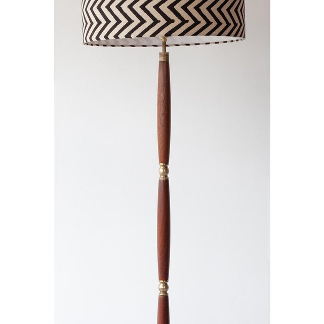 Mid-Century Modern Vintage Danish Teak and Brass Floor Lamp, 1960s For Sale - Image 3 of 6