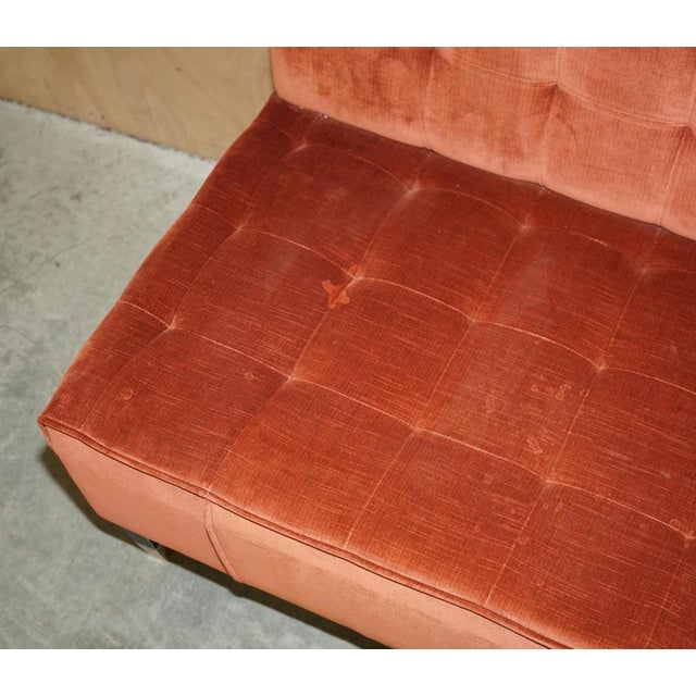 Textile Chelsea Chesterfield Tufted Bench Sofa in Velour Upholstery For Sale - Image 7 of 16