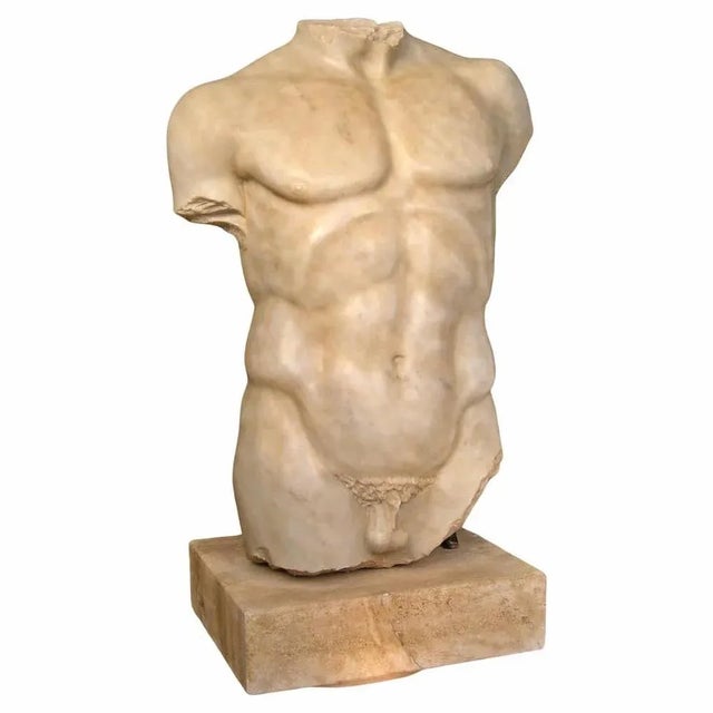 Early 20th Century Italian Torso Carrara Marble For Sale - Image 5 of 6