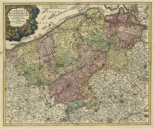 Antique Map of Flanders by Homann Heirs, 1735