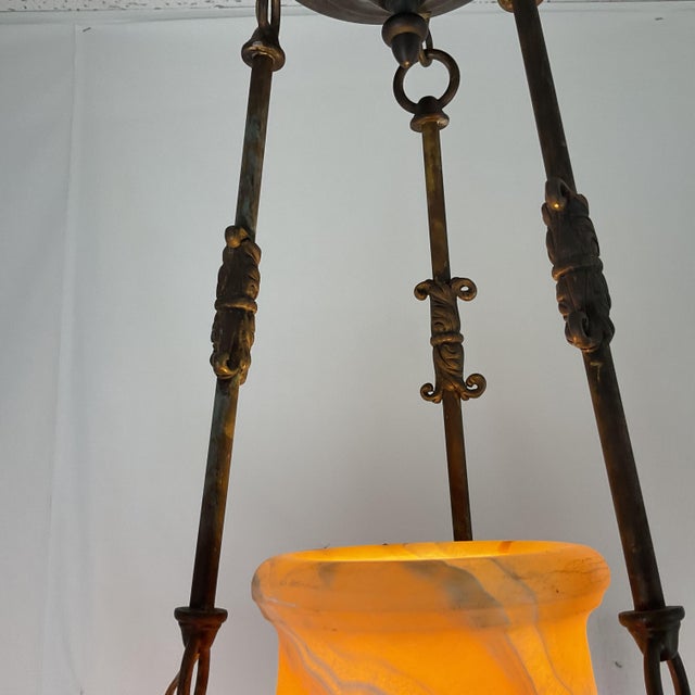 Gemstone Antique Onyx Urn Lantern For Sale - Image 7 of 9