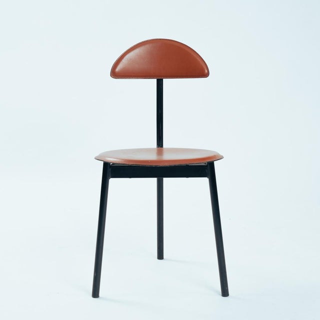 Mid-Century Modern Leather Tripod Chairs from Linea Veam, Italy, 1980s, Set of 6 For Sale - Image 3 of 18