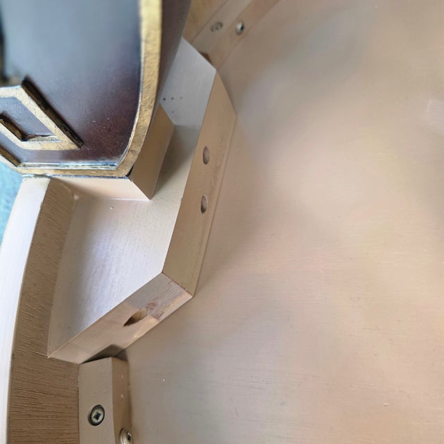 Ethan Allen Empire Revival Mahogany Round Center Table With Greek Key Inlay and Brass Banding For Sale - Image 9 of 9