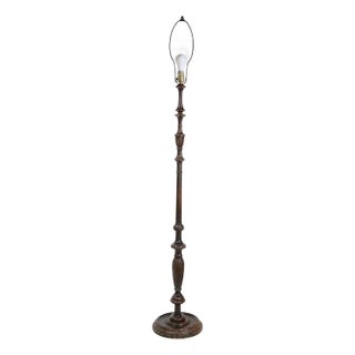 Decorative Carved Wood Floor Lamp C. 1920/30's For Sale