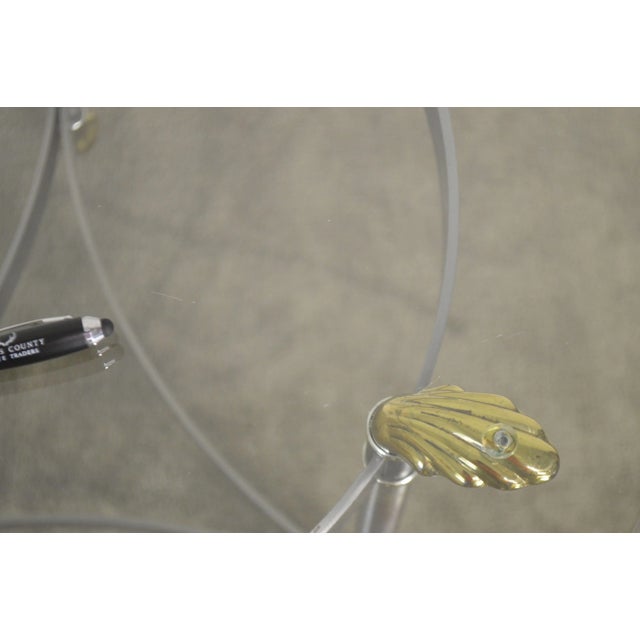 Brass Directoire Style Brushed Steel & Brass Round Glass Top Side Table For Sale - Image 8 of 13