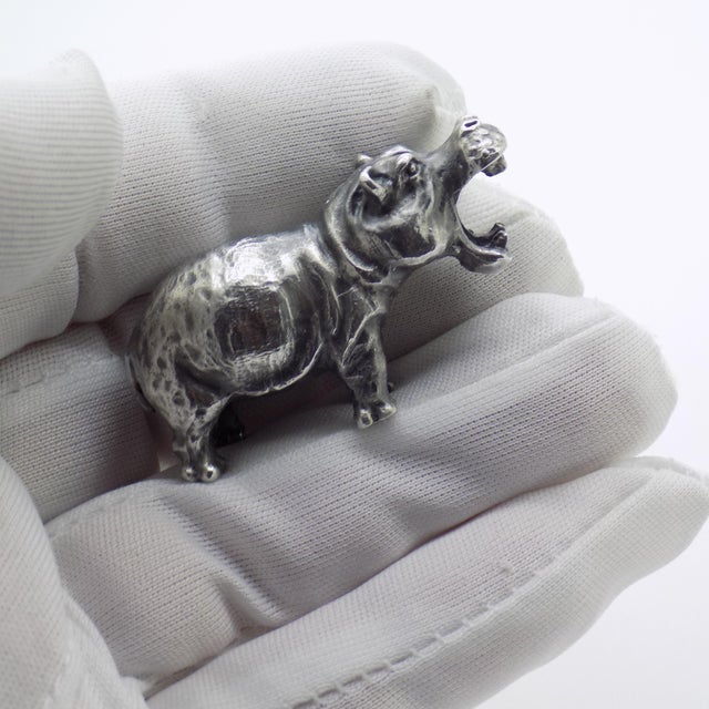 A characterful vintage miniature depicting a hippopotamus, handmade in Arezzo, Tuscany, Italy between the 1960s and 1970s...