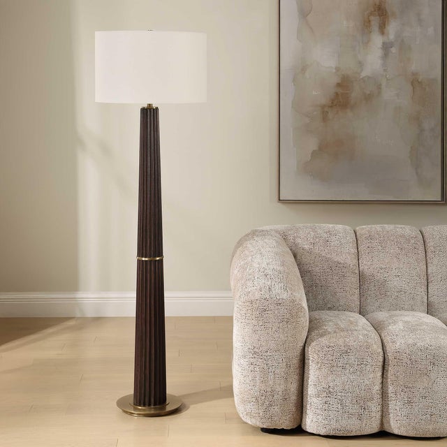Modern Forage Dark Oak Floor Lamp For Sale - Image 3 of 7