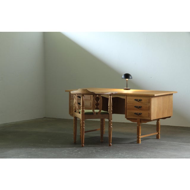 Wood Vintage Danish Brutalist Oak Desk by Henning Kjærnulf, 1960s For Sale - Image 7 of 18