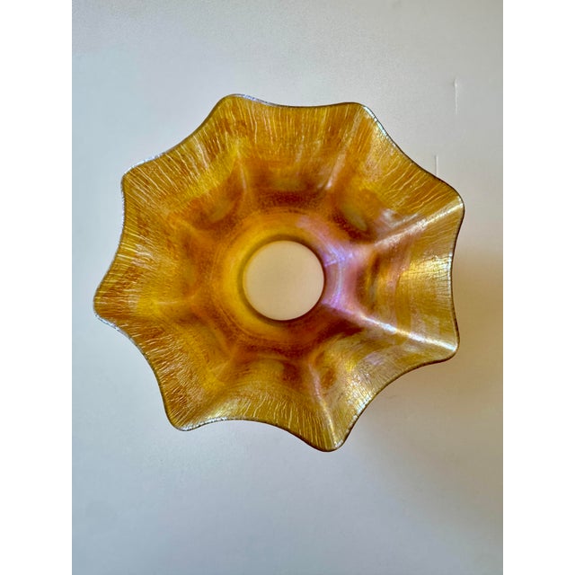 Glass 1900s Louis Comfort Tiffany Favrile Glass Candle Lamp Signed 12” Tall Beautiful Condition For Sale - Image 7 of 12