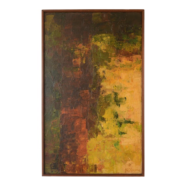 Vintage Modernist N. Young Abstract Painting For Sale