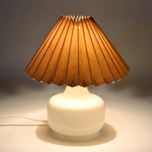 Danish White Glass Table Lamp, 1980s For Sale - Image 6 of 9