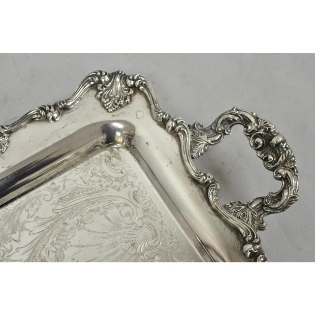 Vintage Victorian Silver Plated Narrow Twin Handle Bar Serving Platter Tray For Sale - Image 9 of 11