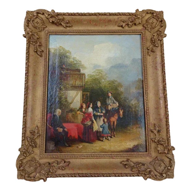 Bouchier, Lively Bourgeois Scene, Oil on Panel, Framed For Sale