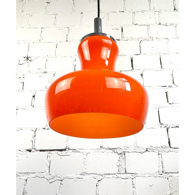 Vintage Orange Glass Pendant Lamp, Germany, 1970s For Sale - Image 4 of 17