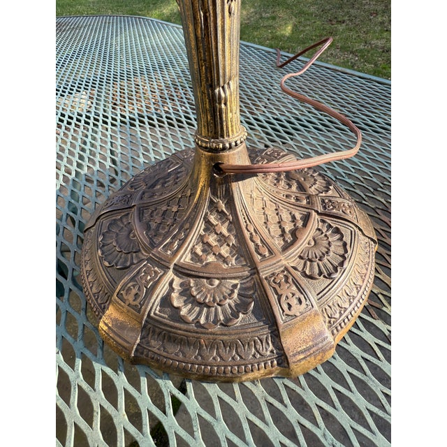 Early 20th Century American Art Nouveau Caramel Slag Glass Lamp For Sale - Image 14 of 18