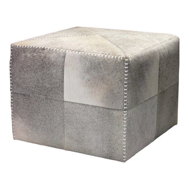 Jamie Young Ottoman in Grey Ox Hide, Large For Sale