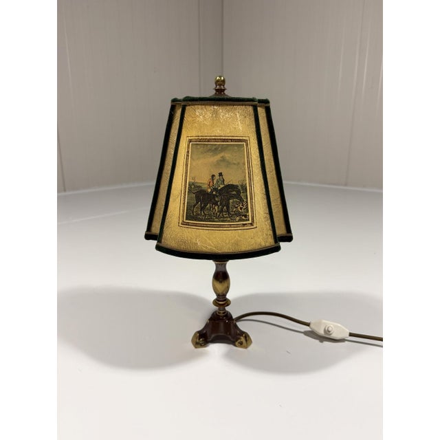 Vintage Hunting Scene Table Lamp in Brass, 1950s For Sale - Image 10 of 18