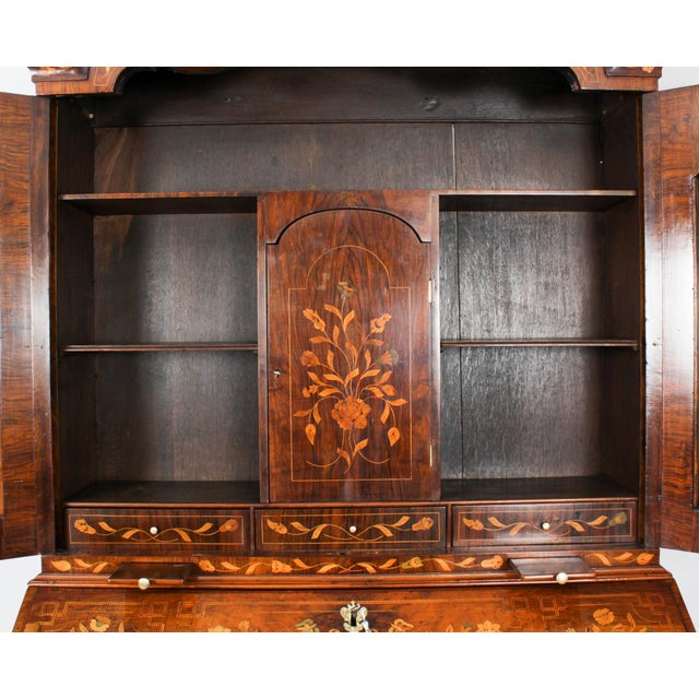 Antique 18th Century Dutch Walnut Marquetry Bureau Cabinet For Sale - Image 13 of 18