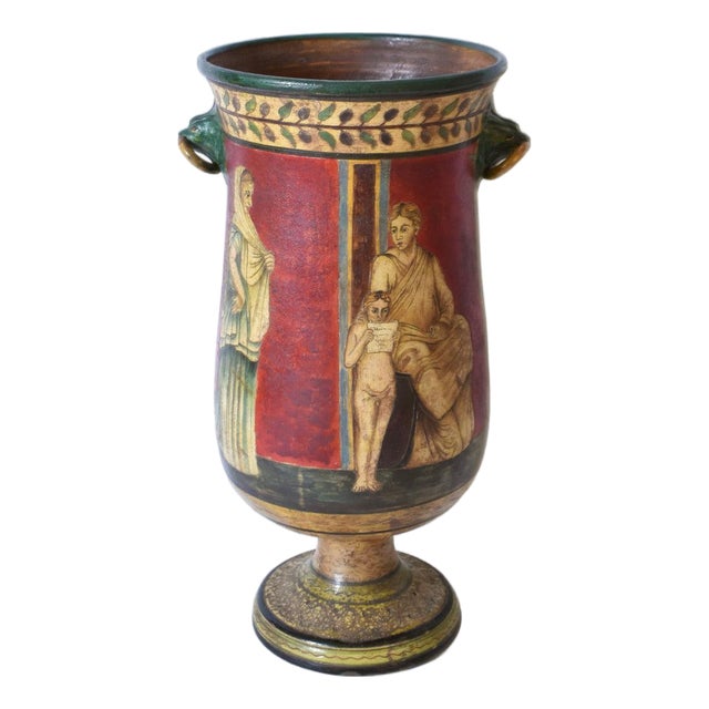 Neoclassical Polychrome Baluster Vase, 1970s For Sale