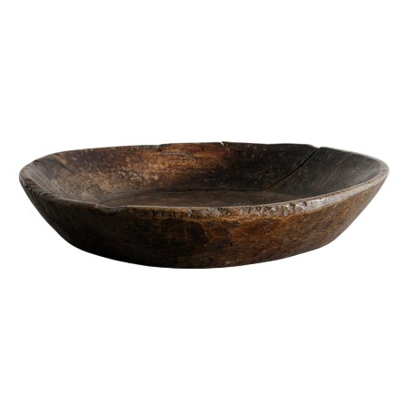 Antique French Wooden Oak Bowl, 1800s For Sale